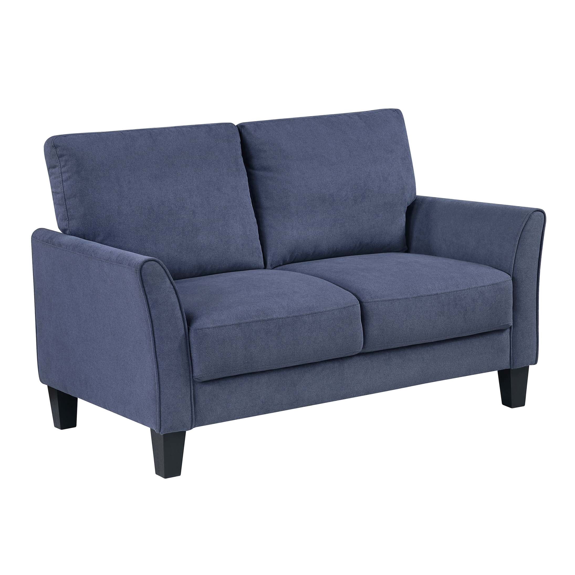 Modern Blue Loveseat Sofa with Plush Upholstery for Living Room, Compact Two-Seater with Solid Wood Frame