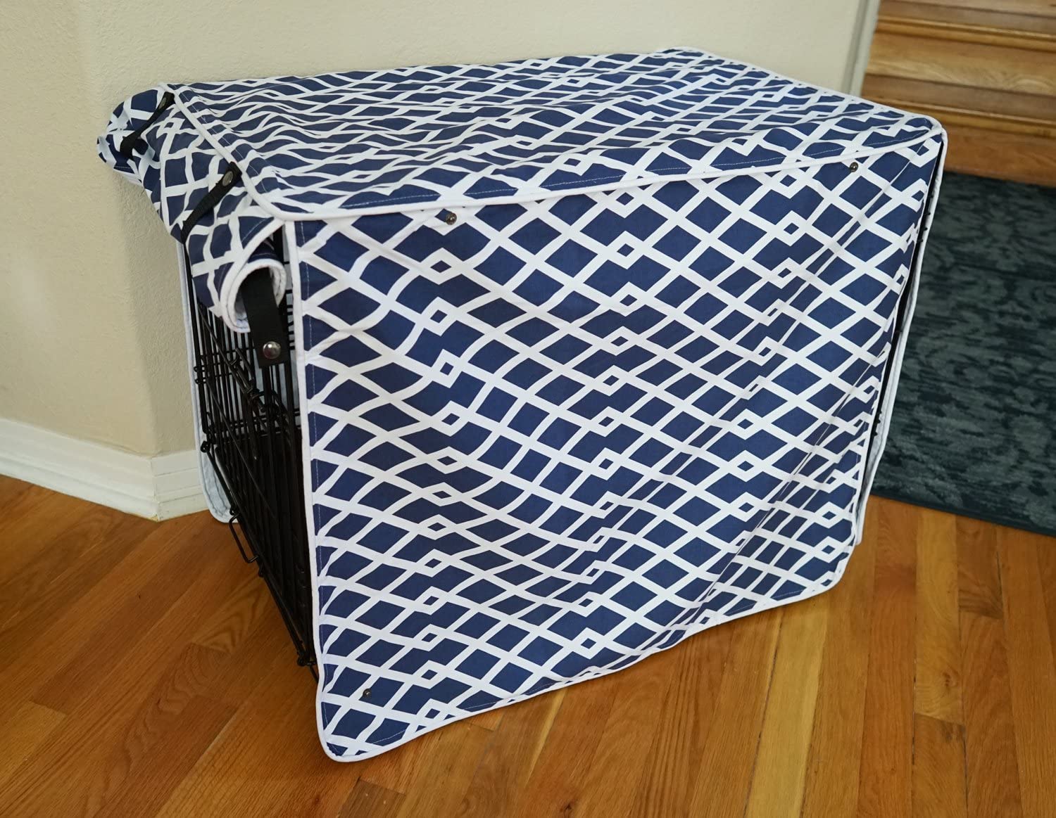 Modern Blue Marine Dog Pet Wire Kennel Crate Cage House Cover (Small