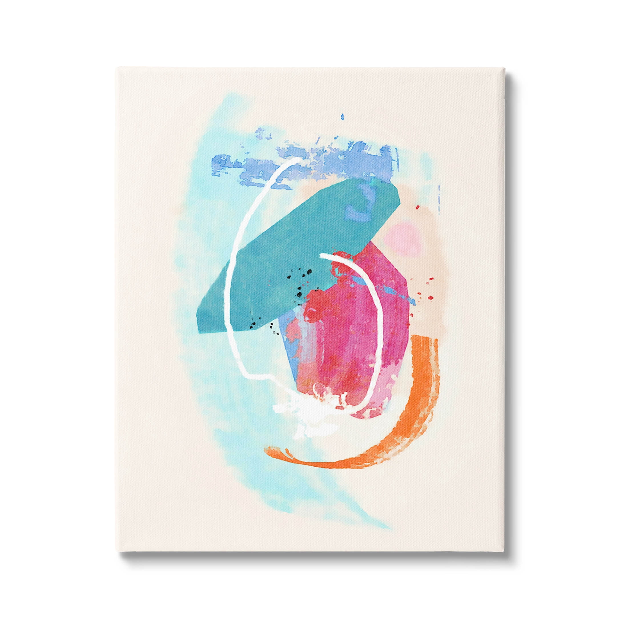 Modern Blue Pink Shapes Abstract Graphic Art Gallery Wrapped Canvas Print Wall Art