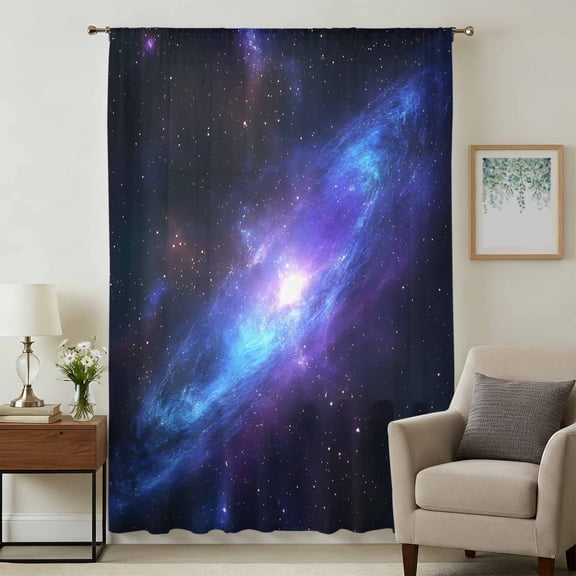 Modern Blue Purple Sheer Curtains 45 Inches Long, Abstract Minimalist Art Sky Light Filering Curtains, Breathable Simi Curtain Privacy Drapes for Kitchen Bathroom Lightweight Small Window Treatment