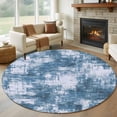 thumbnail image 1 of Modern Blue Round Area Rug 6Ft Washable Circle Rugs for Bathroom Office, Vintage Abstract Art Contemporary Non-Slip Carpet Floor Mats Indoor Outdoor Carpet Runner Aesthetic Home Decor, 1 of 8