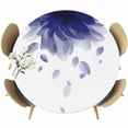 thumbnail image 1 of Modern Blue Round Tablecloth, Fitted Table Cover with Elastic for 55"-60" Round Tables, Gradient Floral Abstract Bohemian White Table Cloth Outdoor Indoor Dinning Party Waterproof Tablecloths, 1 of 7
