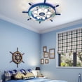 thumbnail image 1 of Modern Blue Ship Rudder Shape Ceiling Light Lamp Fixture Kid's Room Flush Mount, 1 of 8