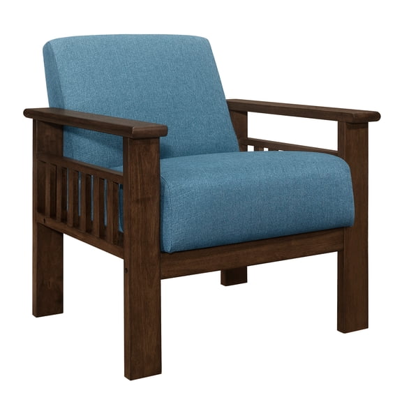 Modern Blue Single Chair | Ideal for Primary Living Area Decoration | Solid Wood Frame & Textured Fabric | Solve Low - Durability Seating