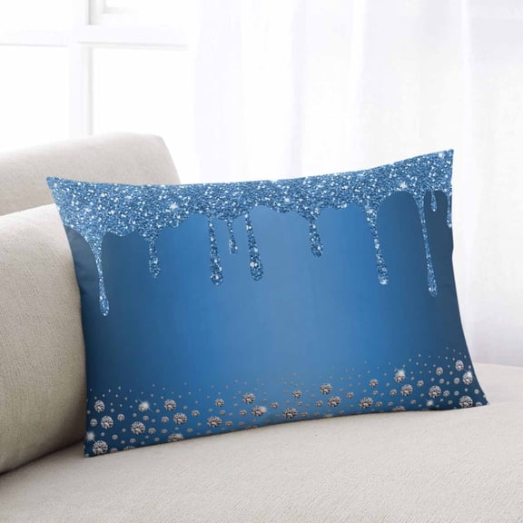 Modern Blue Throw Pillow Covers, Abstract Diamond Luxury Gradient Soft Breathable Pillow Cases with Invisible Zipper for Sleeping, Toddler Pillowcases for Couch Bed Sofa Chair 12x20 Inches