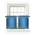 thumbnail image 1 of Modern Blue Tier Curtains 36 Inch Length, Sheer Curtains for Bedroom Living Room Window Abstract Diamond Luxury Gradient Rod Pocket Voile Drapes Kitchen Curtains Small Half Window 27.5"x36" 2 Panels, 1 of 7