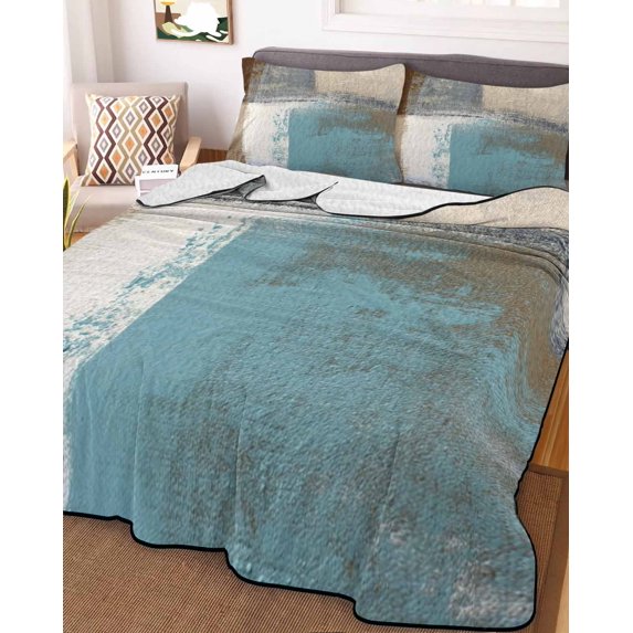 Modern Blue Twin XL Size Down Alternative Comforter, Lightweight Comforter Quilt Bedding Set with Pillow Shams Rustic Mottled Oil Painting Texture All Seasons Bed Comforter Duvet Insert 68"x98"