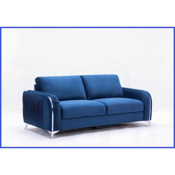 Modern Blue Velvet Sofa with 3D Armrests Luxurious Living Room Statement Piece