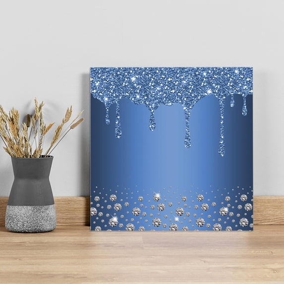 Modern Blue Wall Art Painting on Canvas, Abstract Diamond Luxury Gradient Canvas Art Home Prints Wall Art Framed Modern Artwork for Living Room Bedroom Wall Decor 20x20in
