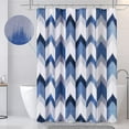 thumbnail image 1 of Modern Blue and White Cloth Shower Curtains for Bathroom Blue Shower Curtain Geometric Navy Blue Shower Curtain Set with Hooks Grey White Bath Curtain Herringbone Striped Water Repellent 72x72 Inch, 1 of 6