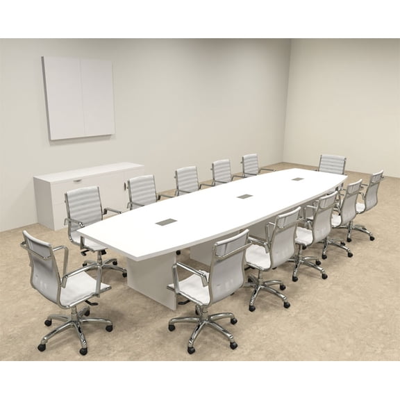 Modern Boat Shaped 14' Feet Conference Table, #OF-CON-C124