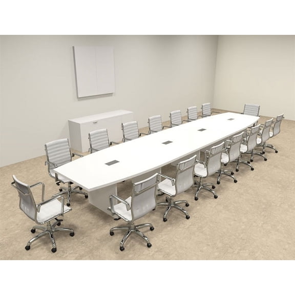 Modern Boat Shaped 18' Feet Conference Table, #OF-CON-C126