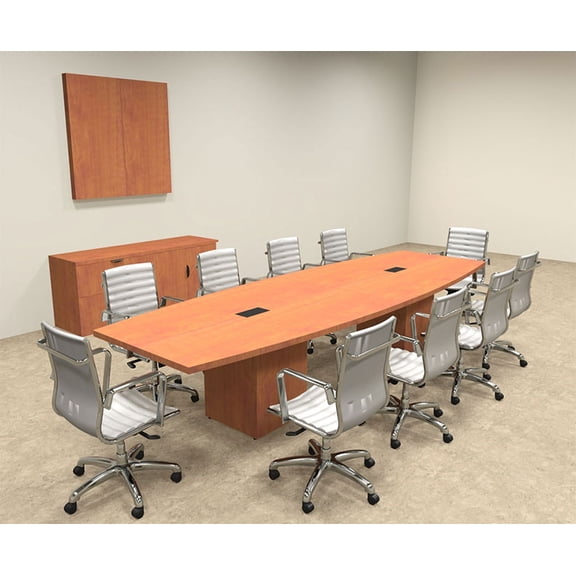 Modern Boat Shaped Cube Leg 12' Feet Conference Table, #OF-CON-CQ26