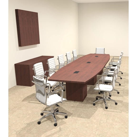 Modern Boat Shaped Cube Leg 14' Feet Conference Table, #OF-CON-CQ34