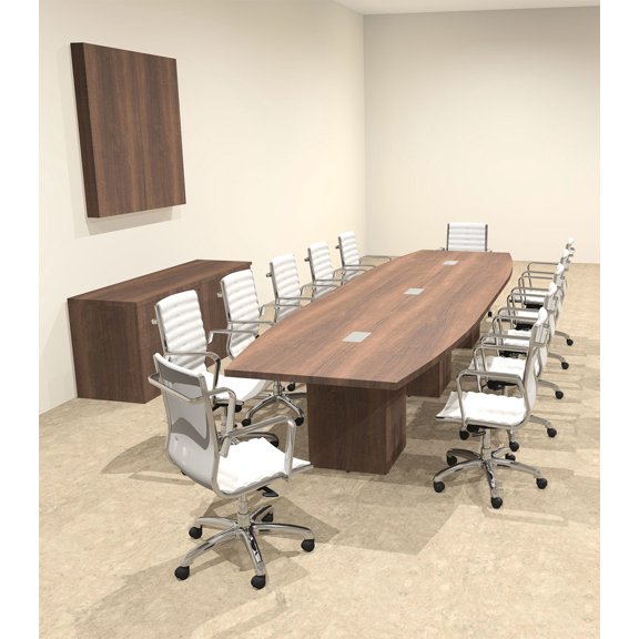 Modern Boat Shaped Cube Leg 14' Feet Conference Table, #OF-CON-CQ35