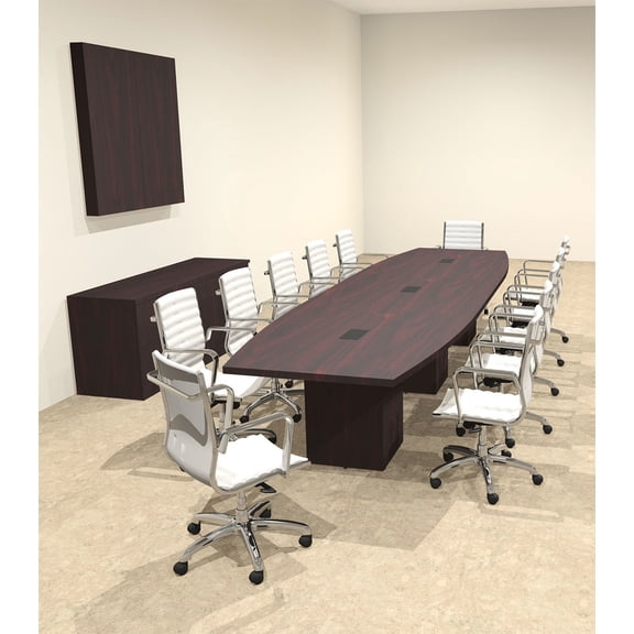 Modern Boat Shaped Cube Leg 14' Feet Conference Table, #OF-CON-CQ36