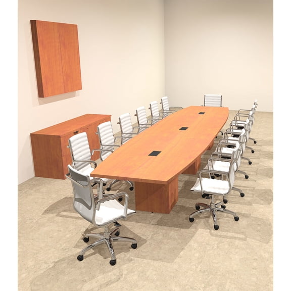 Modern Boat Shaped Cube Leg 16' Feet Conference Table, #OF-CON-CQ41