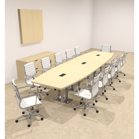 Modern Boat Shaped Steel Leg 14' Feet Conference Table, #OF-CON-CM32
