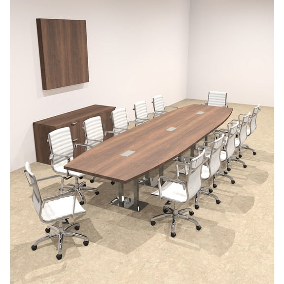Modern Boat Shaped Steel Leg 14' Feet Conference Table, #OF-CON-CM34