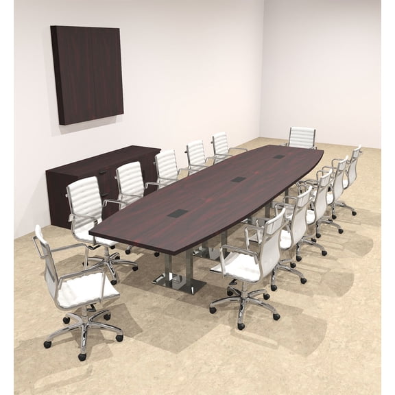 Modern Boat Shaped Steel Leg 14' Feet Conference Table, #OF-CON-CM36