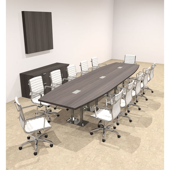 Modern Boat Shaped Steel Leg 14' Feet Conference Table, #OF-CON-CM38