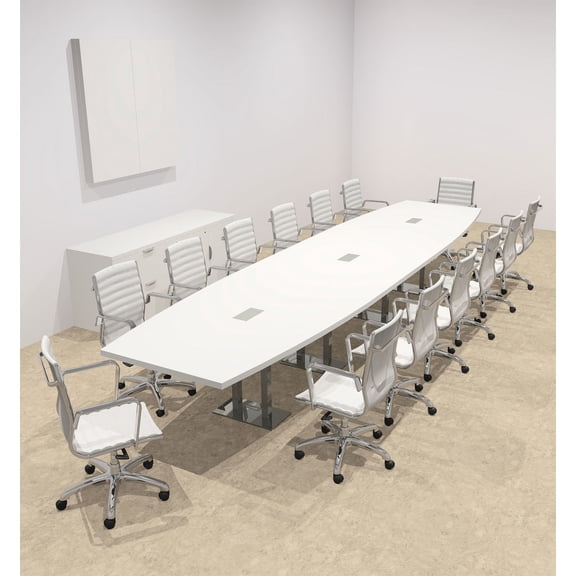 Modern Boat Shaped Steel Leg 16' Feet Conference Table, #OF-CON-CM39