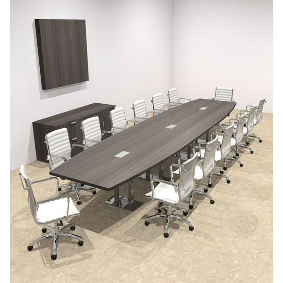 Modern Boat Shaped Steel Leg 16' Feet Conference Table, #OF-CON-CM46