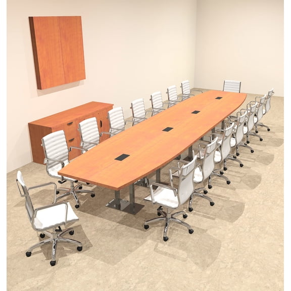 Modern Boat Shaped Steel Leg 18' Feet Conference Table, #OF-CON-CM49