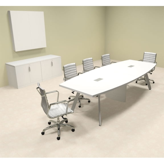 Modern Boat shaped 10' Feet Metal Leg Conference Table, #OF-CON-CV8