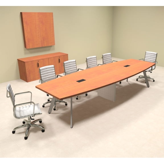 Modern Boat shaped 12' Feet Metal Leg Conference Table, #OF-CON-CV16