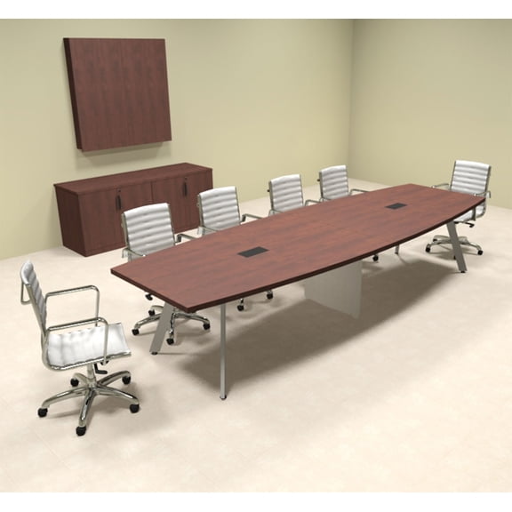 Modern Boat shaped 12' Feet Metal Leg Conference Table, #OF-CON-CV18