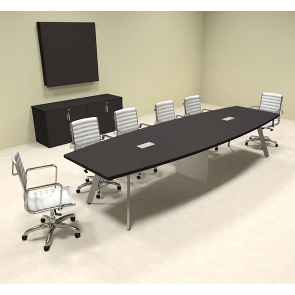 Modern Boat shaped 12' Feet Metal Leg Conference Table, #OF-CON-CV20