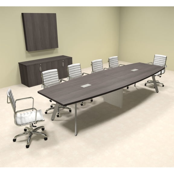 Modern Boat shaped 12' Feet Metal Leg Conference Table, #OF-CON-CV21