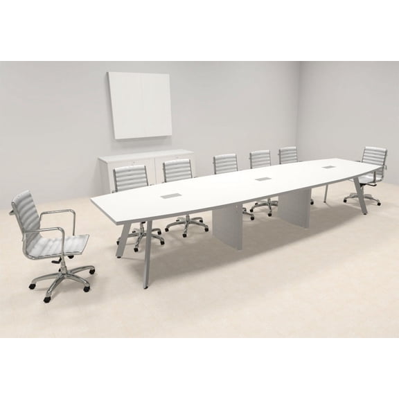 Modern Boat shaped 14' Feet Metal Leg Conference Table, #OF-CON-CV22