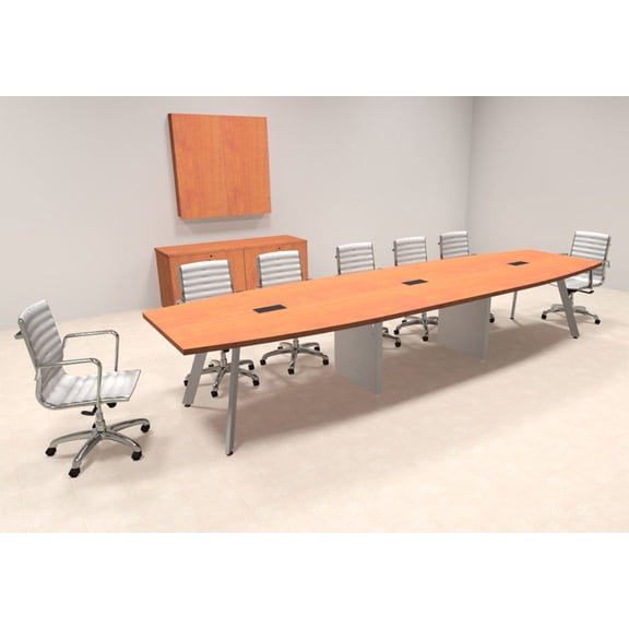 Modern Boat shaped 14' Feet Metal Leg Conference Table, #OF-CON-CV23