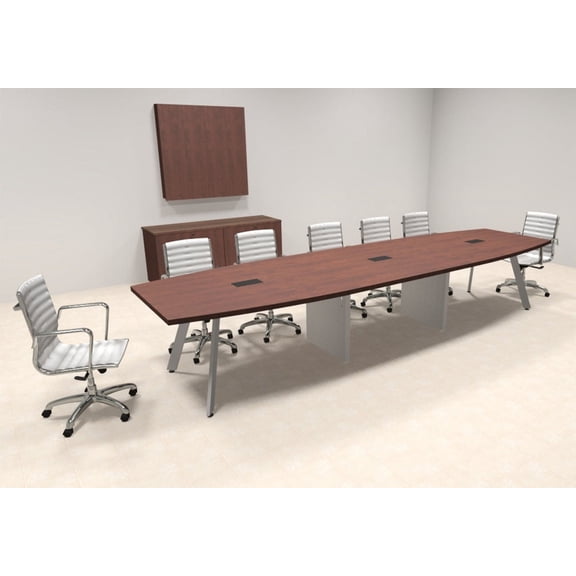 Modern Boat shaped 14' Feet Metal Leg Conference Table, #OF-CON-CV25