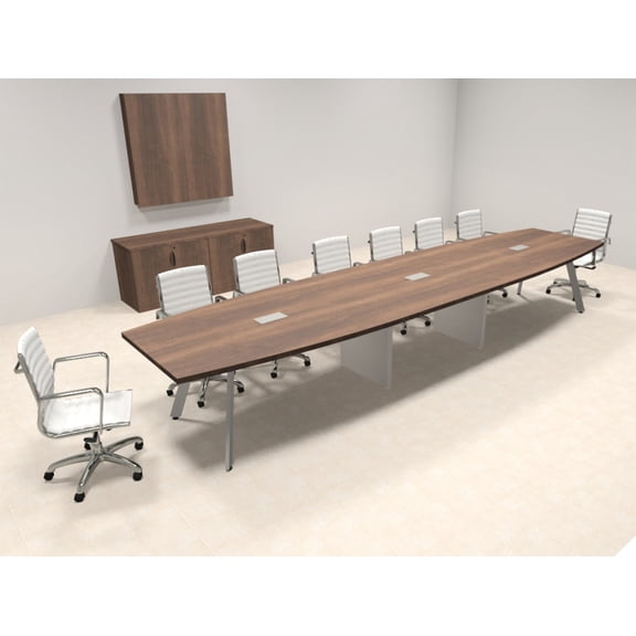 Modern Boat shaped 16' Feet Metal Leg Conference Table, #OF-CON-CV31