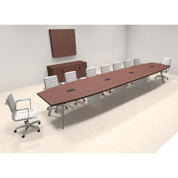 Modern Boat shaped 18' Feet Metal Leg Conference Table, #OF-CON-CV39
