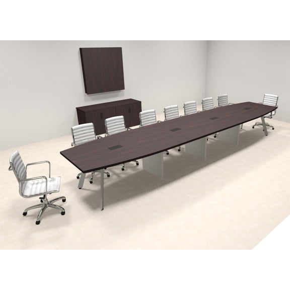 Modern Boat shaped 18' Feet Metal Leg Conference Table, #OF-CON-CV40