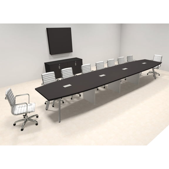 Modern Boat shaped 18' Feet Metal Leg Conference Table, #OF-CON-CV41
