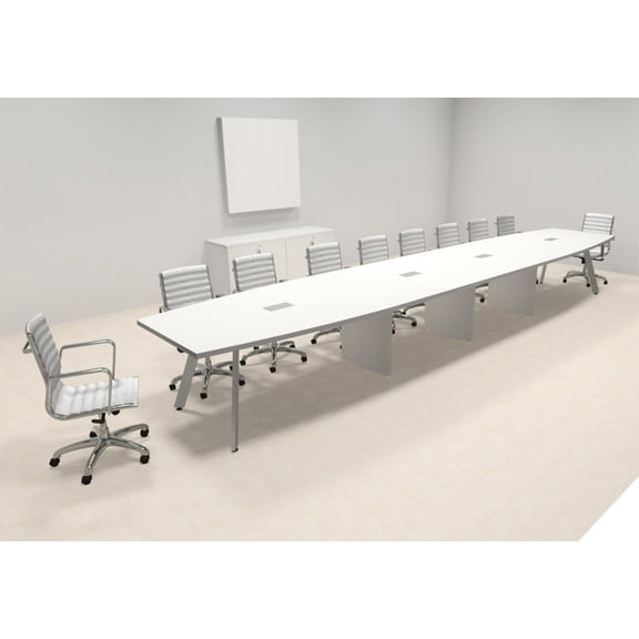 Modern Boat shaped 20' Feet Metal Leg Conference Table, #OF-CON-CV43