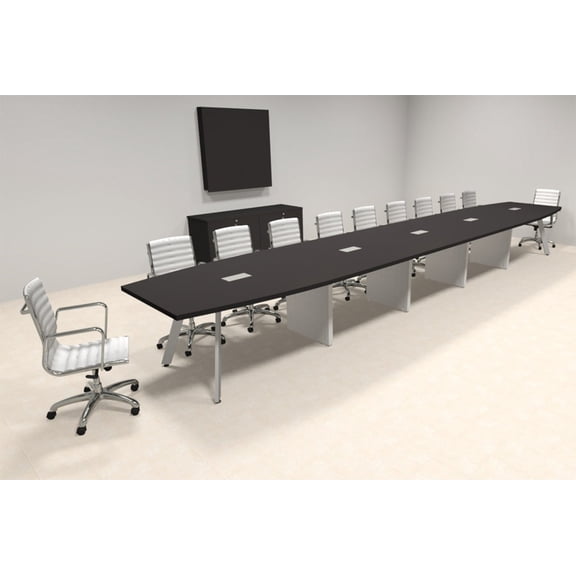 Modern Boat shaped 22' Feet Metal Leg Conference Table, #OF-CON-CV55