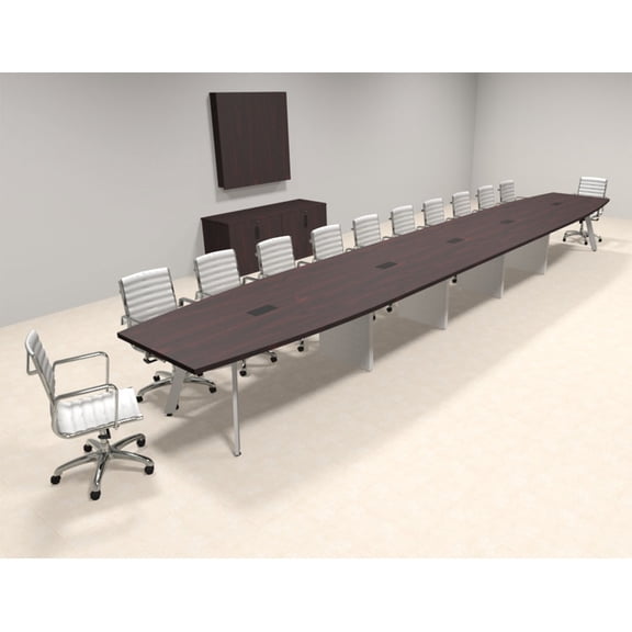 Modern Boat shaped 24' Feet Metal Leg Conference Table, #OF-CON-CV61