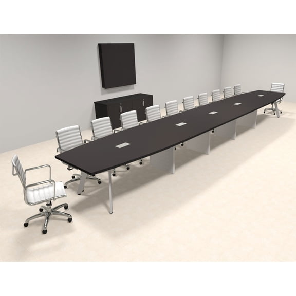 Modern Boat shaped 24' Feet Metal Leg Conference Table, #OF-CON-CV62