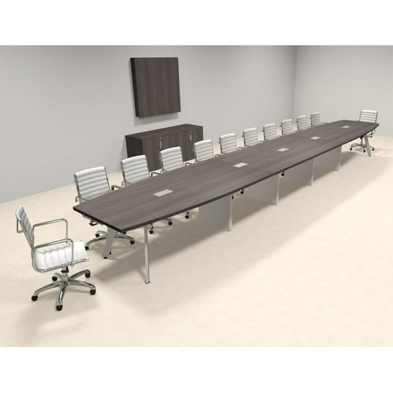 Modern Boat shaped 24' Feet Metal Leg Conference Table, #OF-CON-CV63