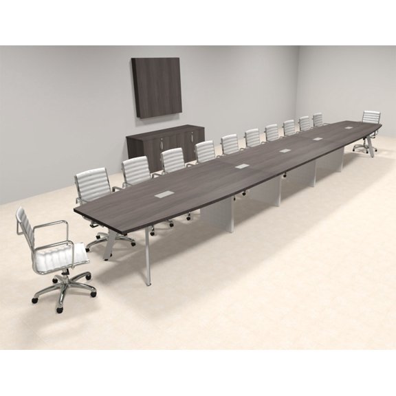 Modern Boat shaped 24' Feet Metal Leg Conference Table, #OF-CON-CV63
