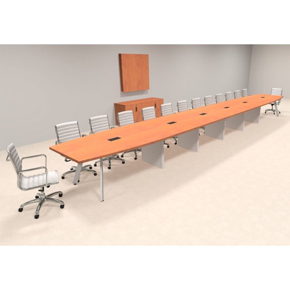 Modern Boat shaped 28' Feet Metal Leg Conference Table, #OF-CON-CV72