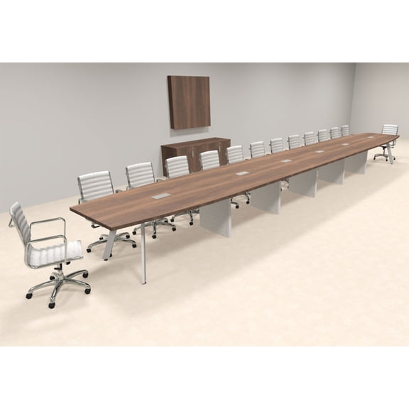 Modern Boat shaped 28' Feet Metal Leg Conference Table, #OF-CON-CV73