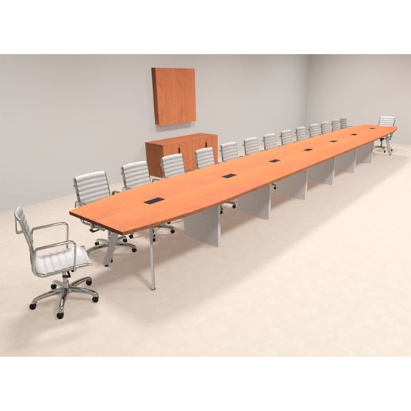 Modern Boat shaped 30' Feet Metal Leg Conference Table, #OF-CON-CV79