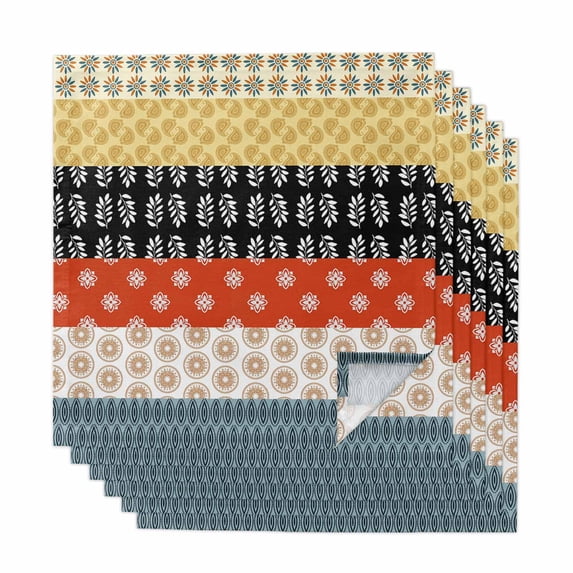 Modern Bohemian Cloth Napkins, Colorful Minimalist Abstract Paisley Boho Washable and Reusable Dinner Napkins Set of 6, Table Napkin for Kitchen Party Birthday Wedding Hotel Housewarming 20"x20"